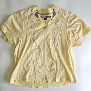 Jamie Sadock Top Short Sleeve Yellow Cotton V Neck Golf Tee